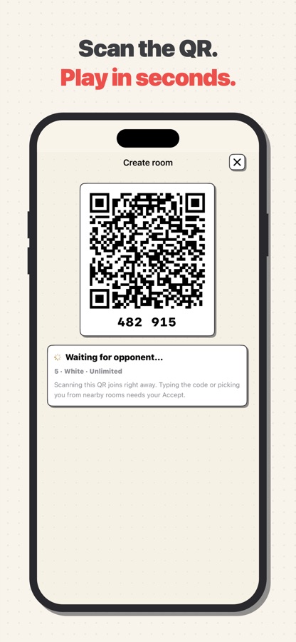 Room QR code and six-digit code